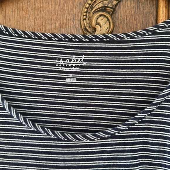 Maternity Isabel Tank Top Stripes Blue White Long Medium - Picture 2 of 3